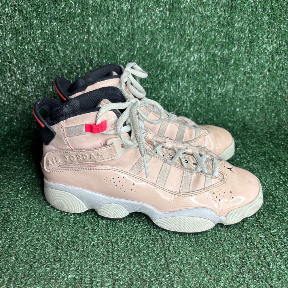 Jordan 6 Rings Atmosphere Patent Leather Basketball Sneaker Pink Youth Size 4.5Y